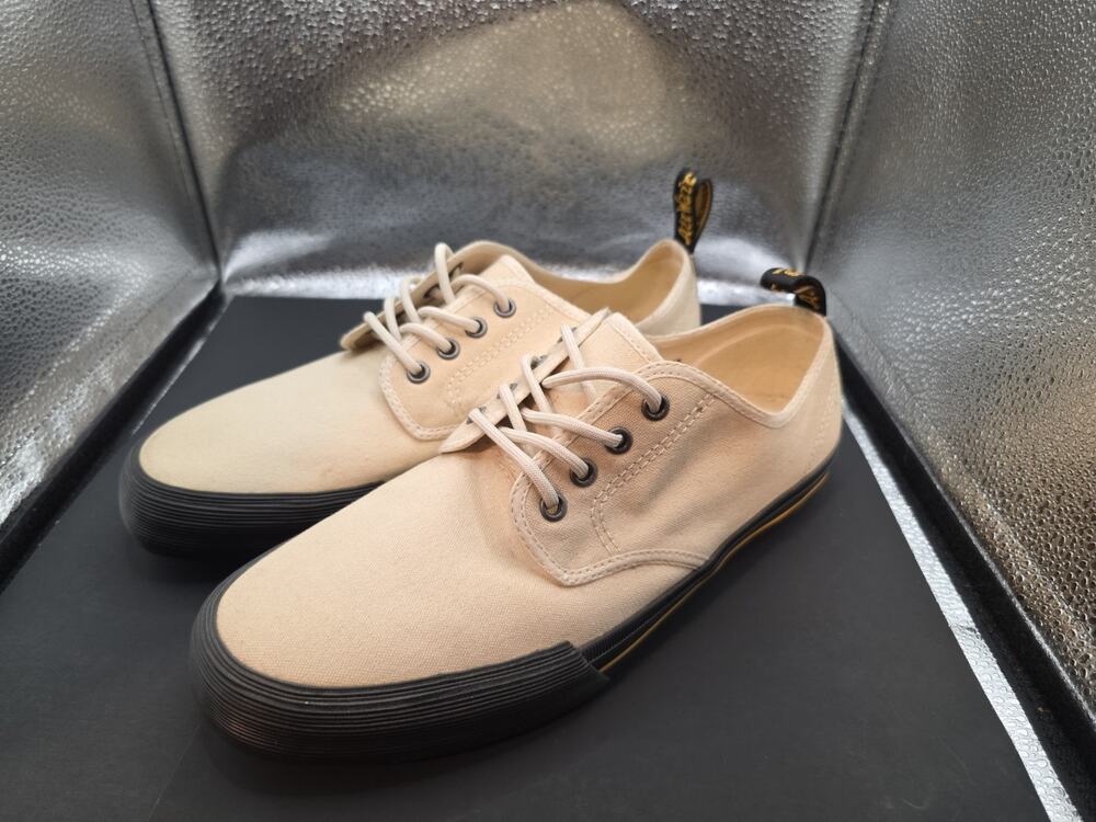 Dr. Martens Pressler Canvas Shoes Mens Size 10 Beige Tan Low Top Sneakers